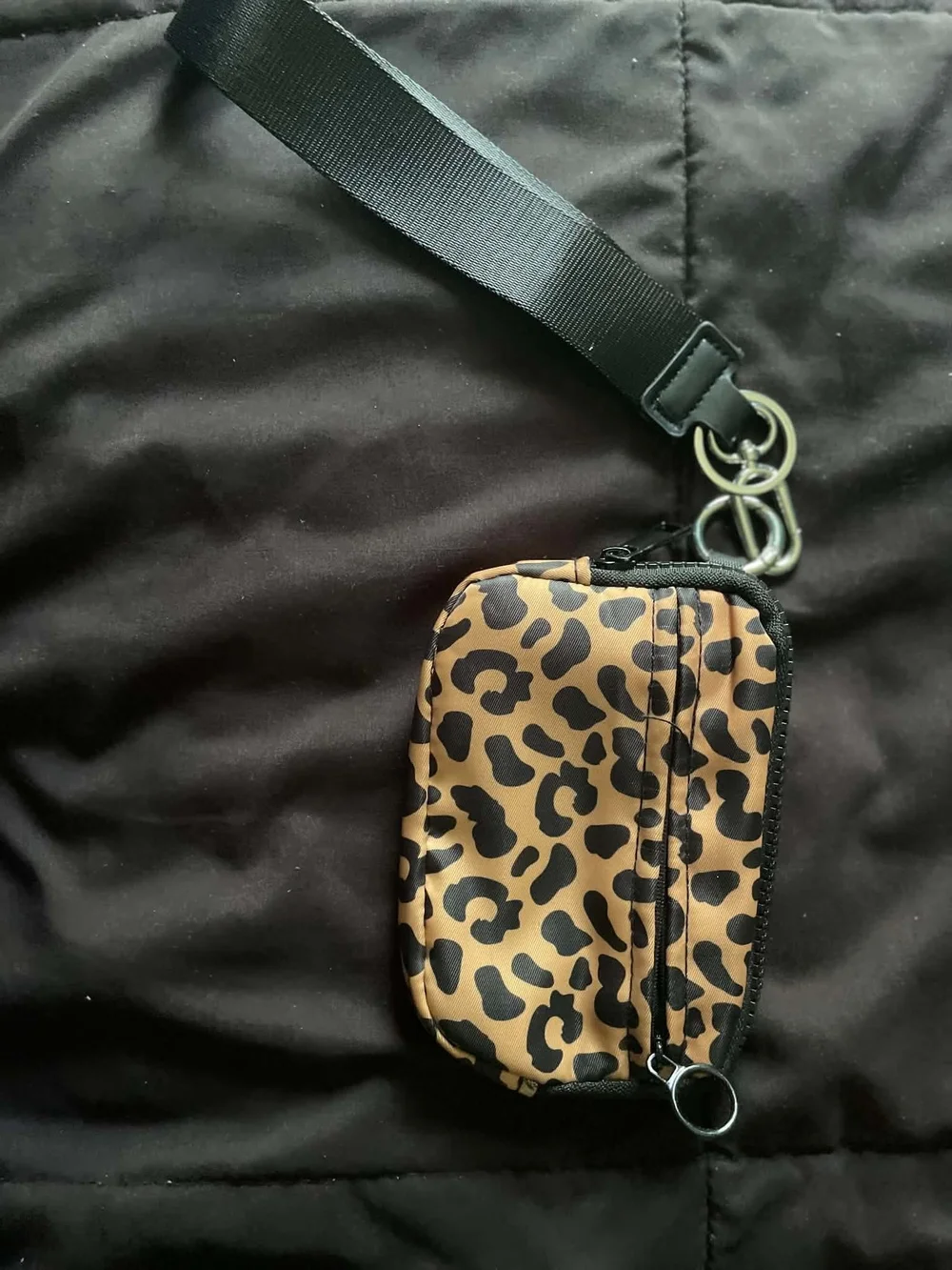Leopard Print Wristlet Pouch with Strap